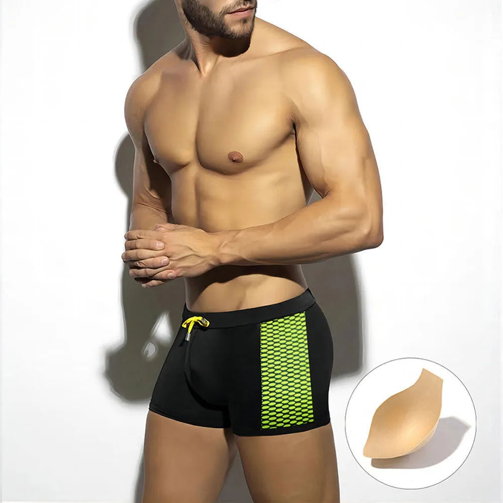 Men's polka dot print swimming boxers in quick-drying nylon fabric