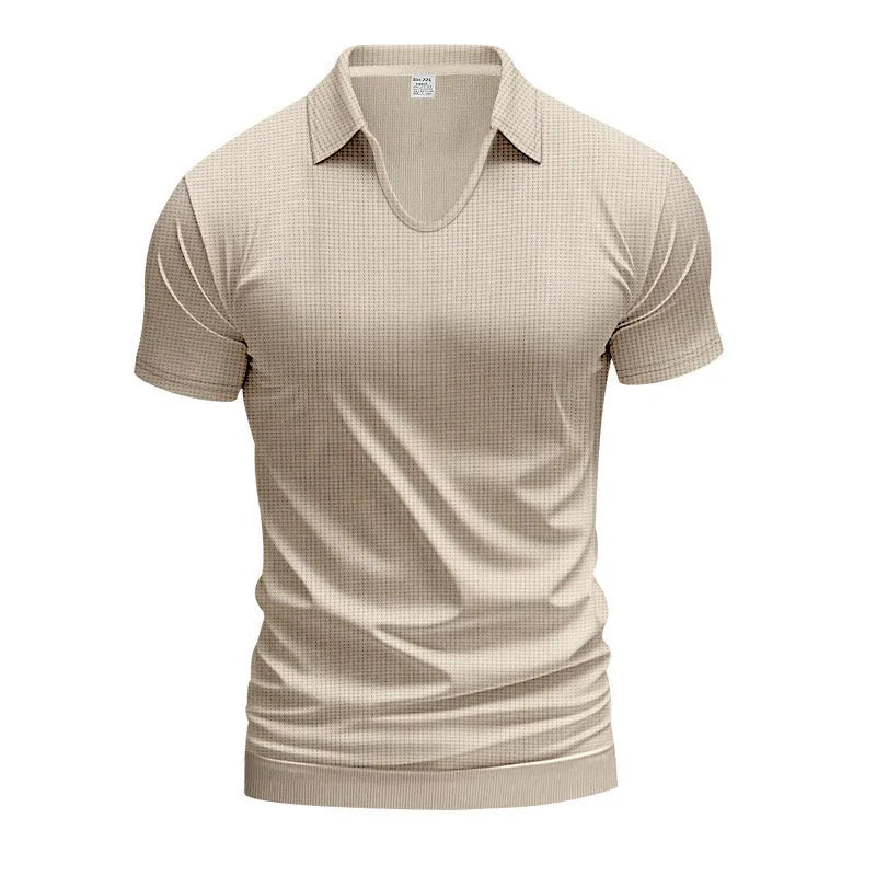 Men's casual V-neck short sleeve t-shirt in loose fit with six colour options