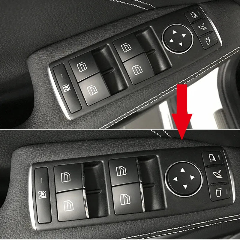 Black ABS plastic window lift button decorative sticker for car interior modification