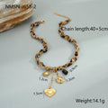 Geometric leopard love pendant on stainless steel chain with 18K electroplated finish