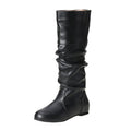 Women's flat ankle boots in artificial PU with round toe and slip-on design