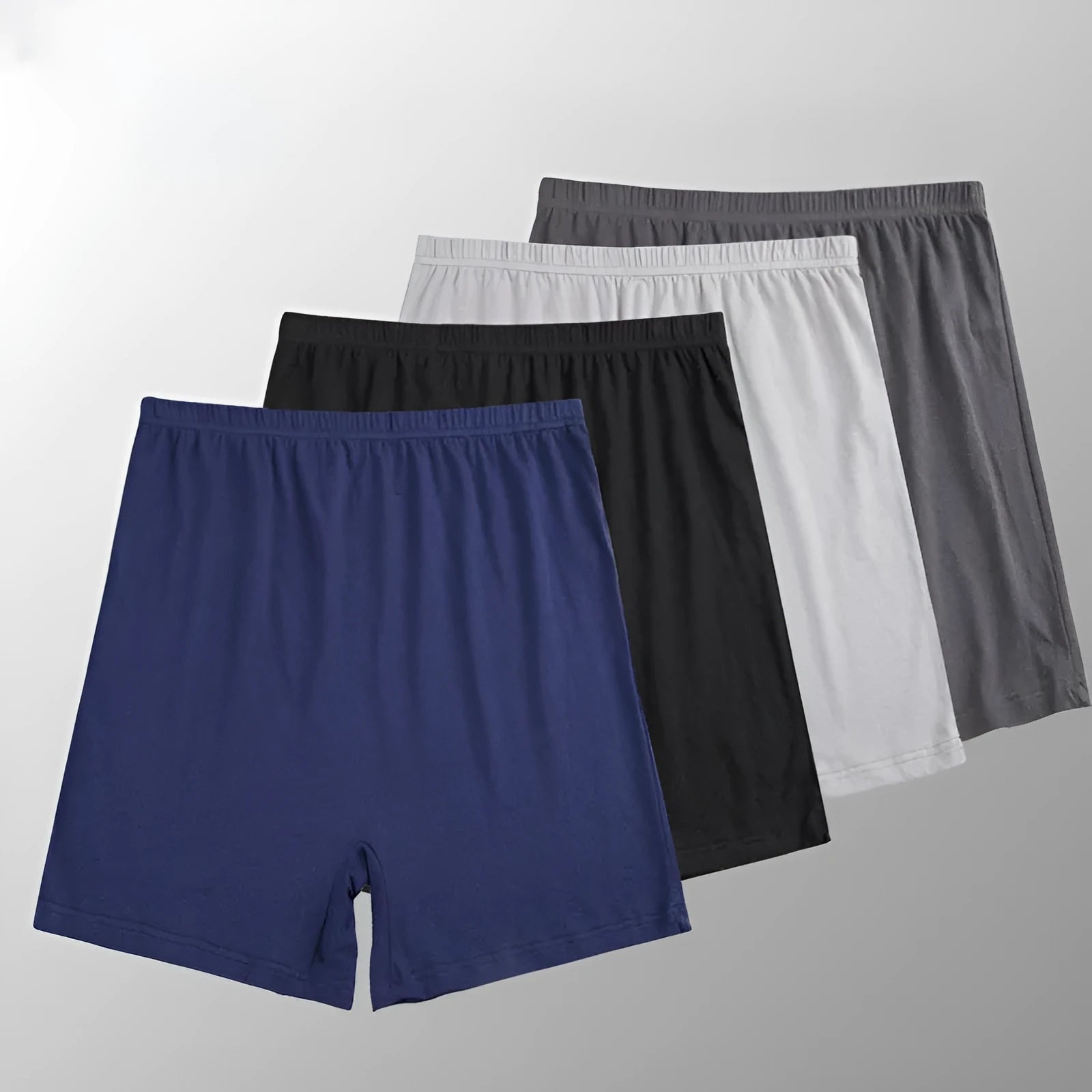 Men's solid colour high-waist boxer shorts made from modal fabric, shown in black, on a white background.