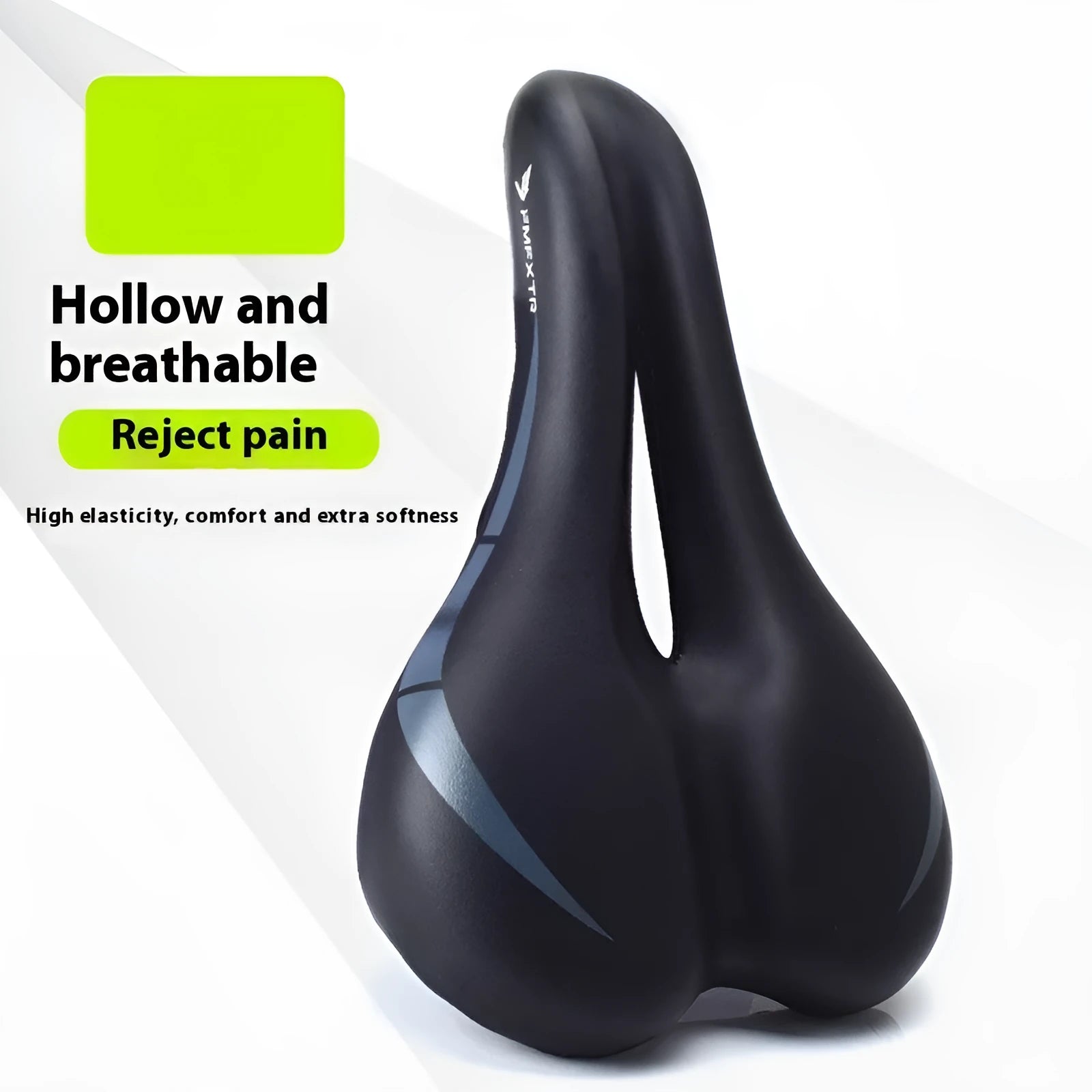 Bicycle seat cushion with hollow centre design, PU leather cover, measuring 270mm by 180mm