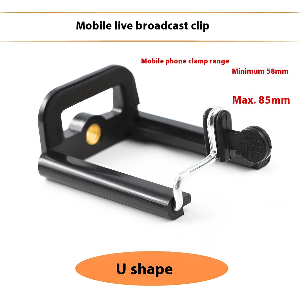 Black ABS plastic mobile phone holder with U-clip design and adjustable hose bracket for car mounting
