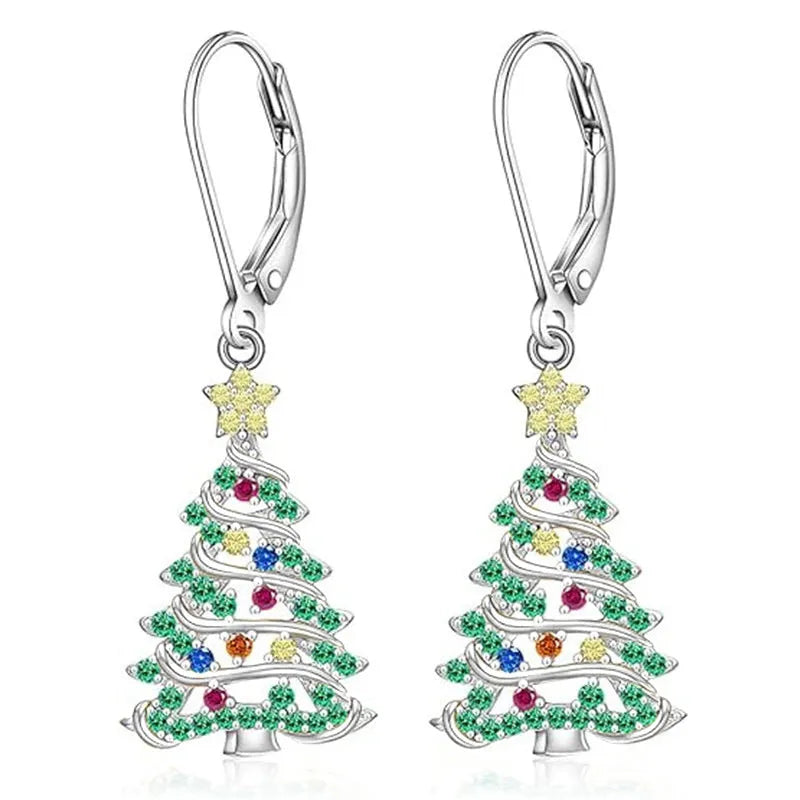 Women's white gold colour Christmas tree star earrings with copper construction