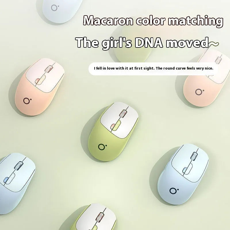 Mute wireless computer mouse in matcha green colour showing compact 110mm size with five buttons