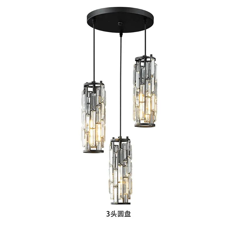 LED single head droplight with industrial crystal restaurant design in black finish