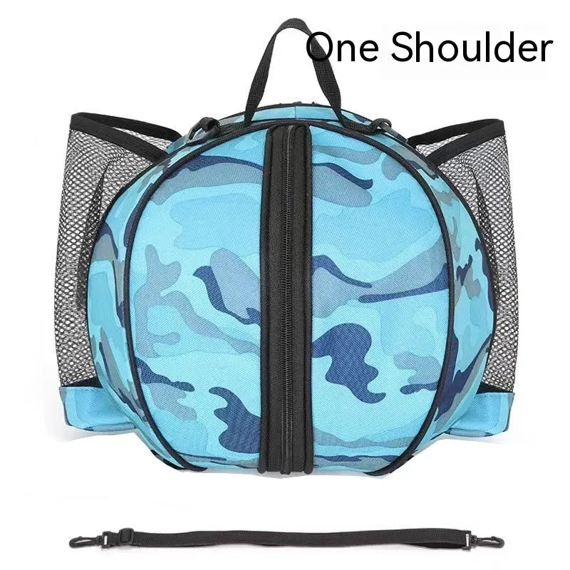 Oxford cloth basketball training bag in black, shown in one-shoulder and two-shoulder backpack styles