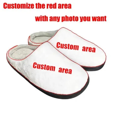 Pair of patterned flannel slippers with a TPR rubber sole, shown in an adult shoe size.