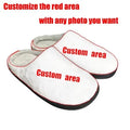 Pair of patterned flannel slippers with a TPR rubber sole, shown in an adult shoe size.