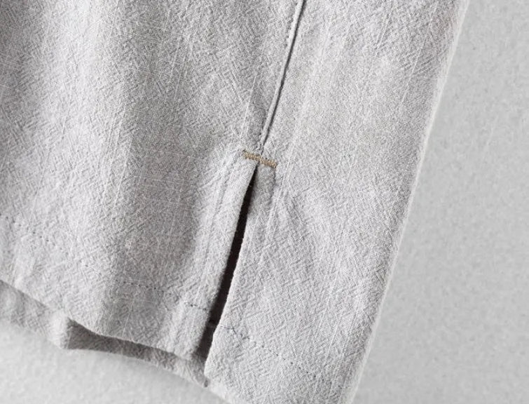Men's loose fit linen casual shirt in solid colours on a hanger