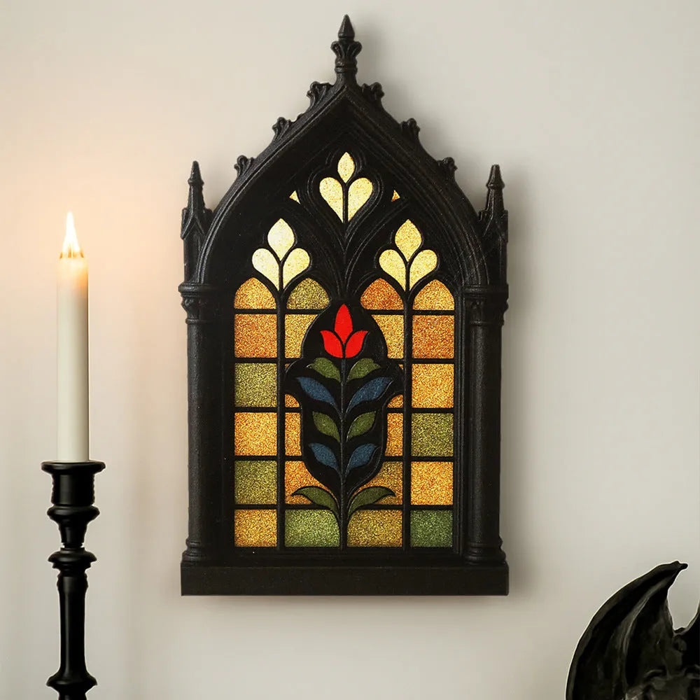 Black wooden gothic door frame wall-mounted storage rack in three colour size options