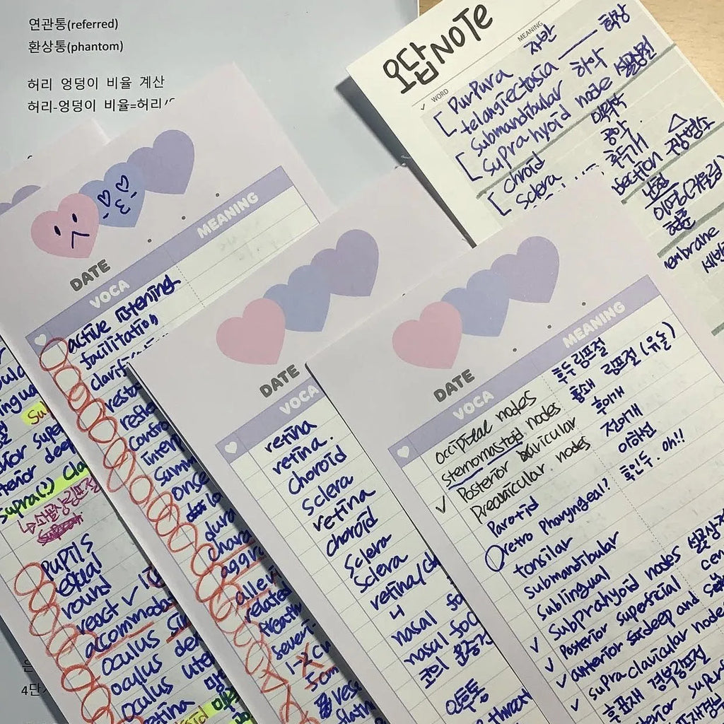 B5 half size learning notepad with vertical double-sided printing for English vocabulary practice