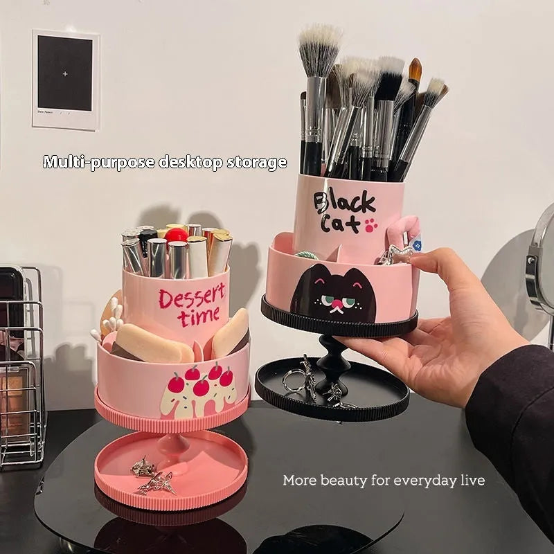 Japanese style cosmetic brush barrel with rotating rack in various colour options