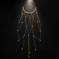 Mesh tassel hair chain with pearl decoration in gold or silver colour