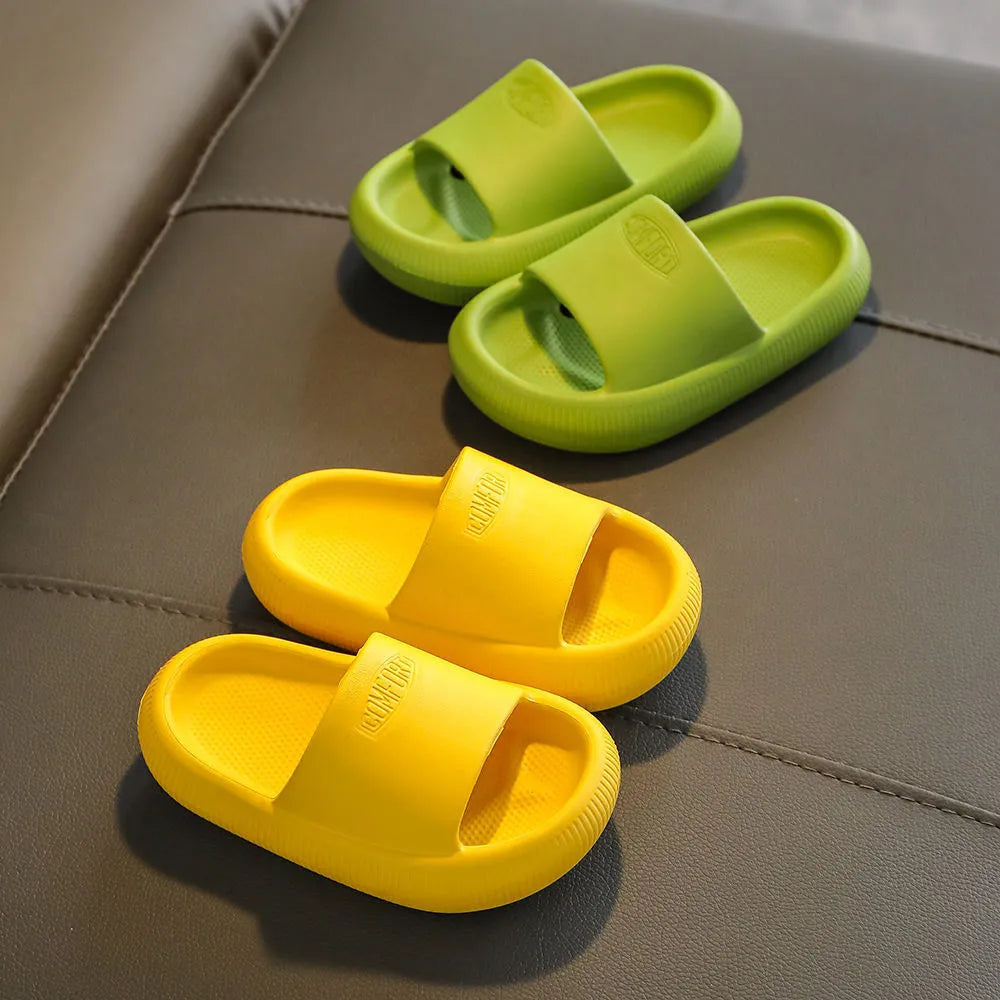Children's mixed colour EVA slippers with non-slip soles in Blue, Green, Orange, Pink and Yellow options