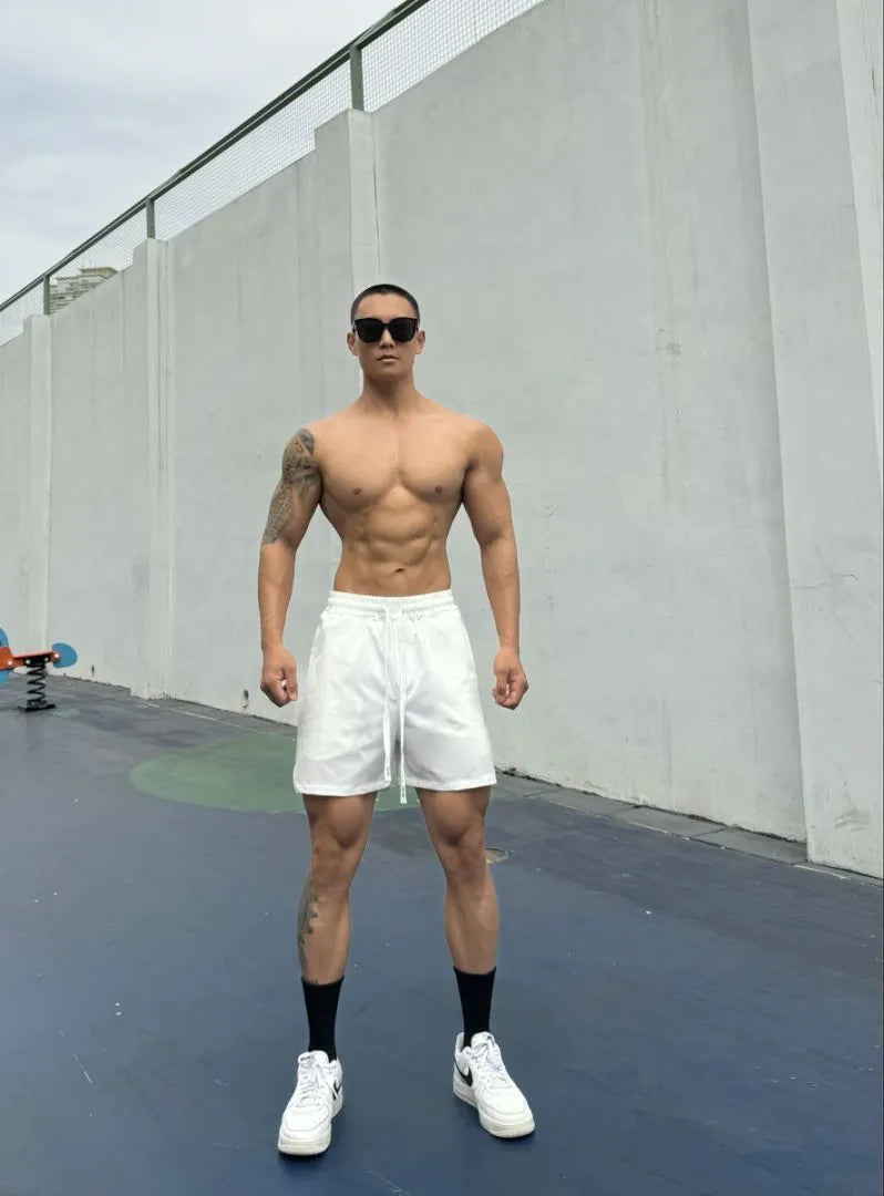 Men's ice silk quick-drying double-layer shorts in multiple colours