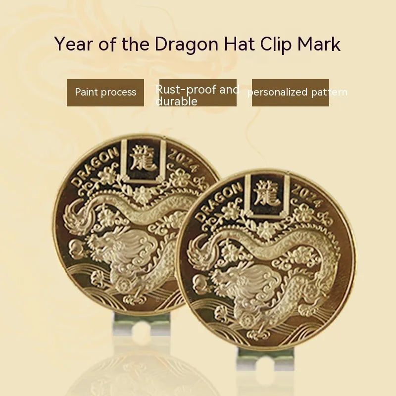Zinc alloy hat clip with creative metal craft patterns for golf accessories