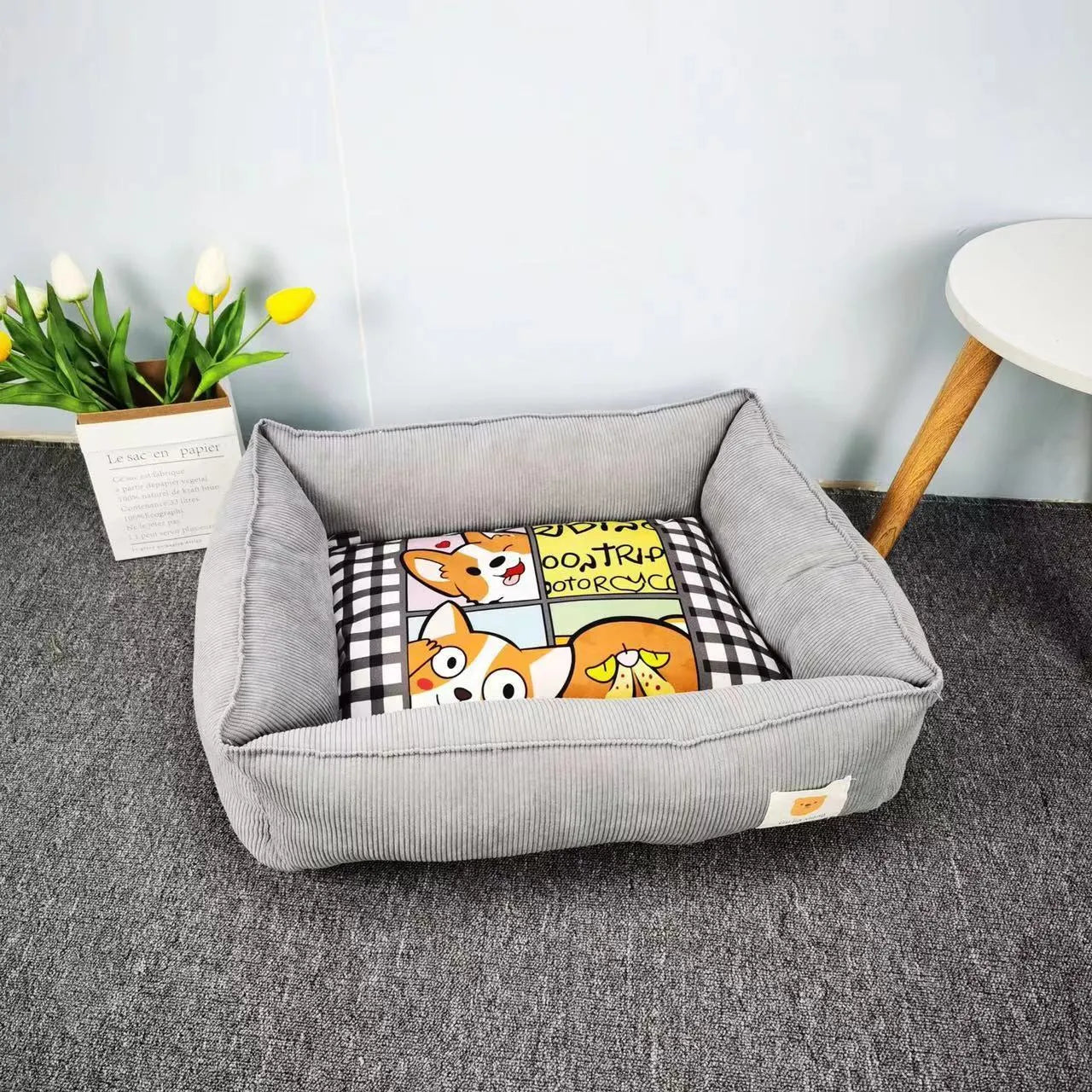 Dog pet nest in cloth fabric available in 50x40cm and 60x50cm sizes with seven colour options