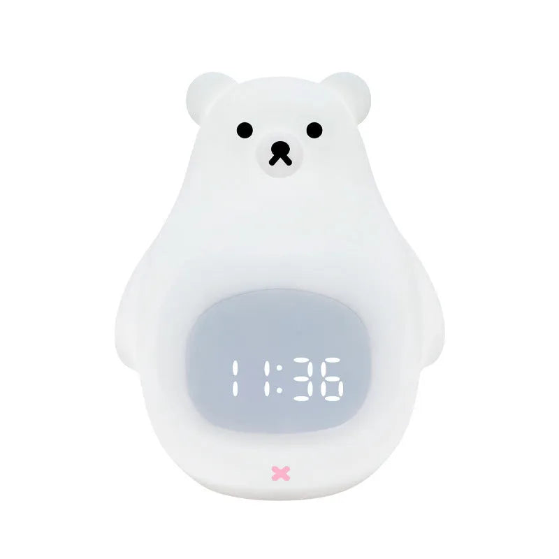 Cartoon big white bear silicone night light with timer and alarm functions
