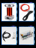 Tesla coil driver board unit with controller and cables for musical lightning displays.