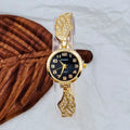 Stainless steel women's watch with round dial and Vachette clasp, shown in gold surface colour option