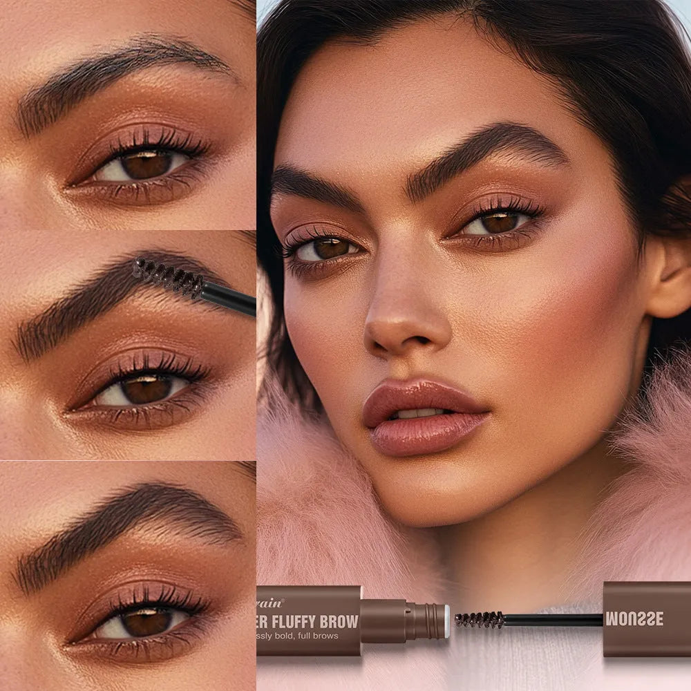 Eyebrow mousse cream in six colour shades including brown and black options