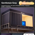 Gentleman grey polyester bed curtain with integrated mosquito net for 0.9 metre beds