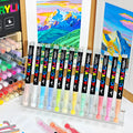 Straight acrylic marker pens with soft tips in multiple colours arranged by set size
