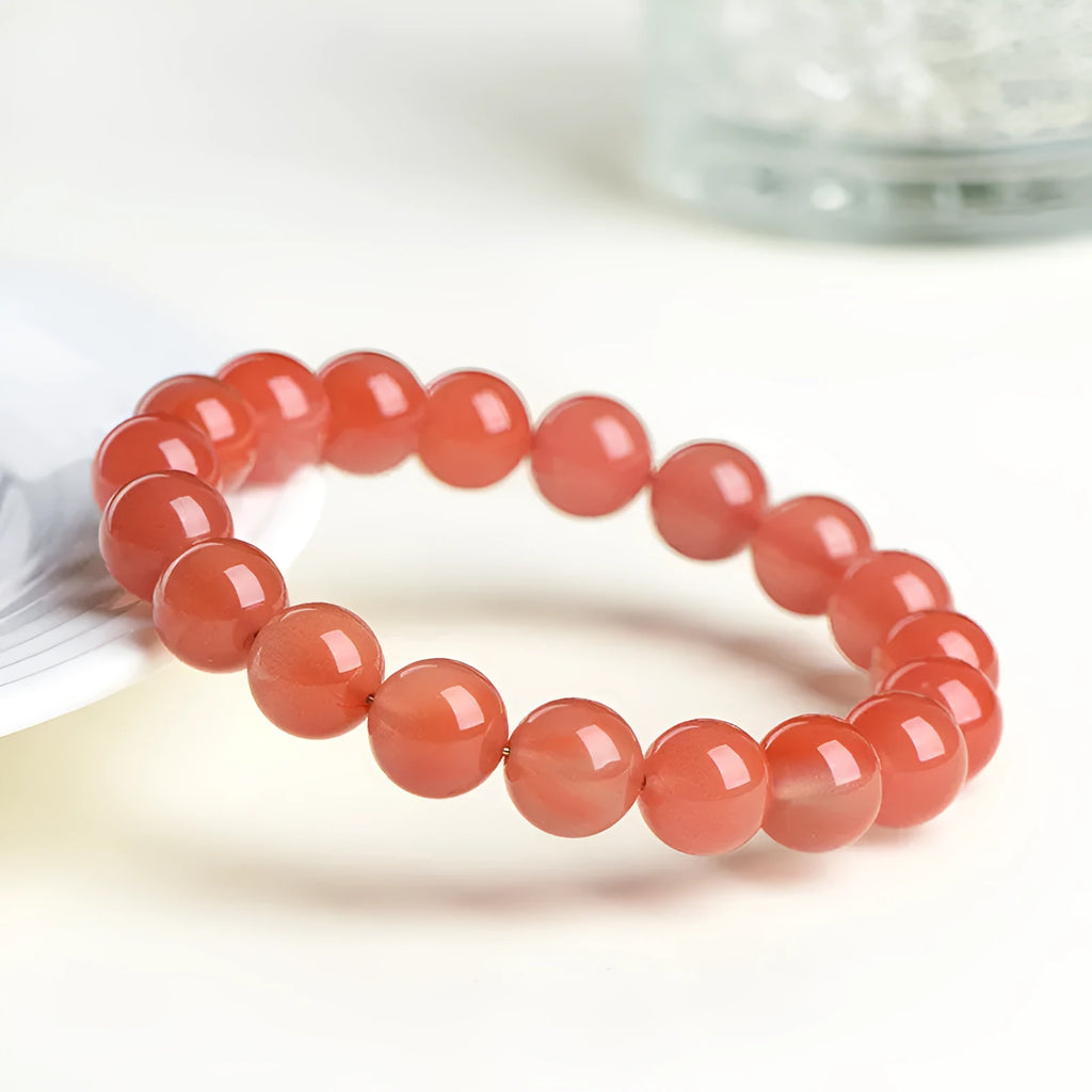 Natural South red cherry red agate bracelet showing scattered beads design