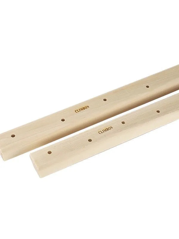 Three solid wooden grip training finger boards showing 12cm, 40cm, and 50cm sizes with different edge depths
