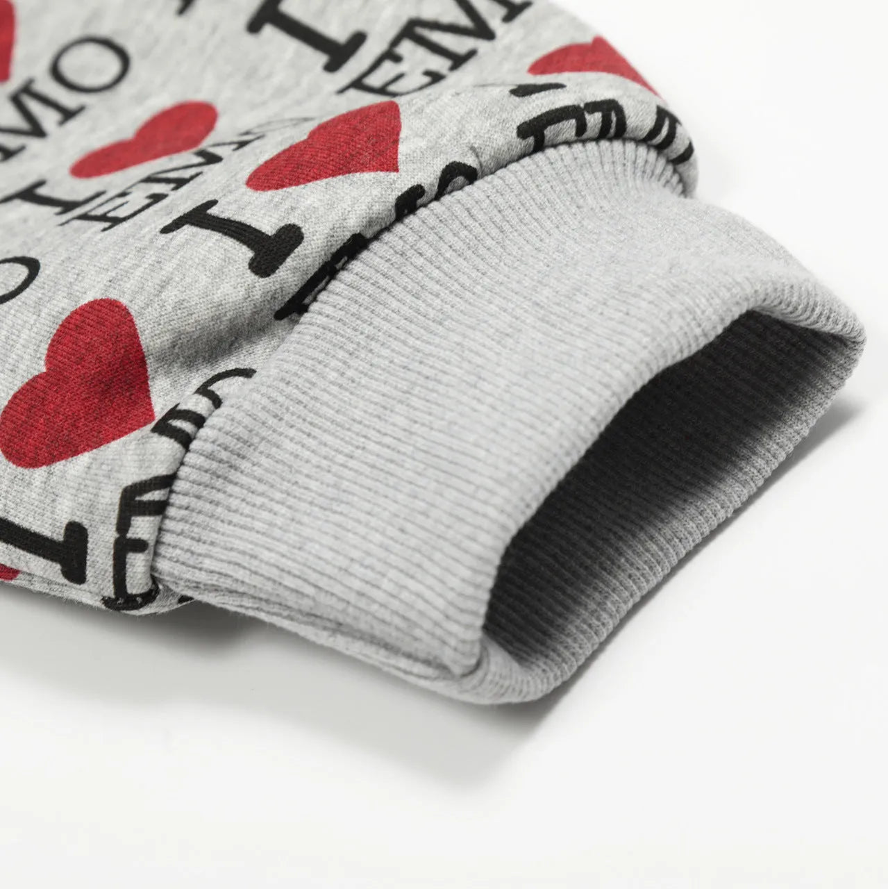 Women's melange grey cotton hooded cardigan with retro pattern and long sleeves