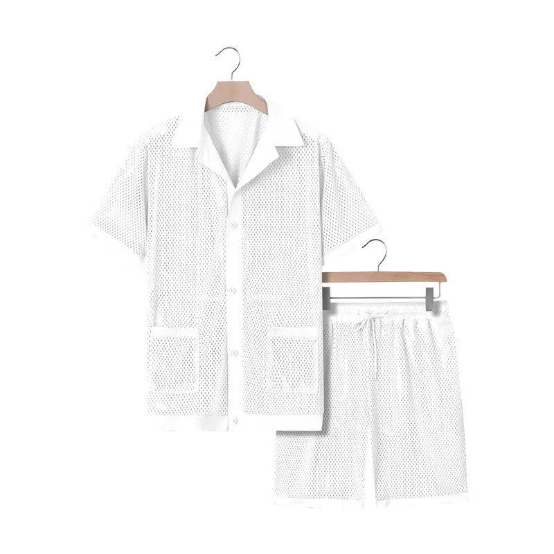 Ladies' lightweight polyester beach cardigan shorts suit in summer colours