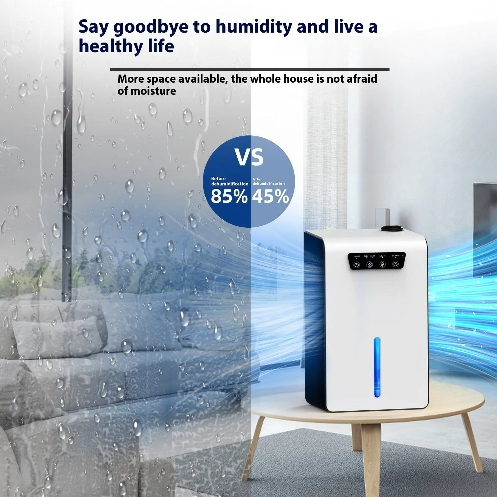 Milky white compact household dehumidifier for bedrooms and small rooms.