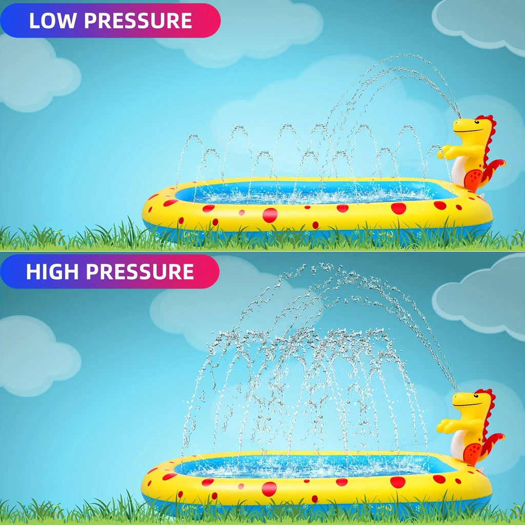 Blue dinosaur shark inflatable water spray pool for kids outdoor play