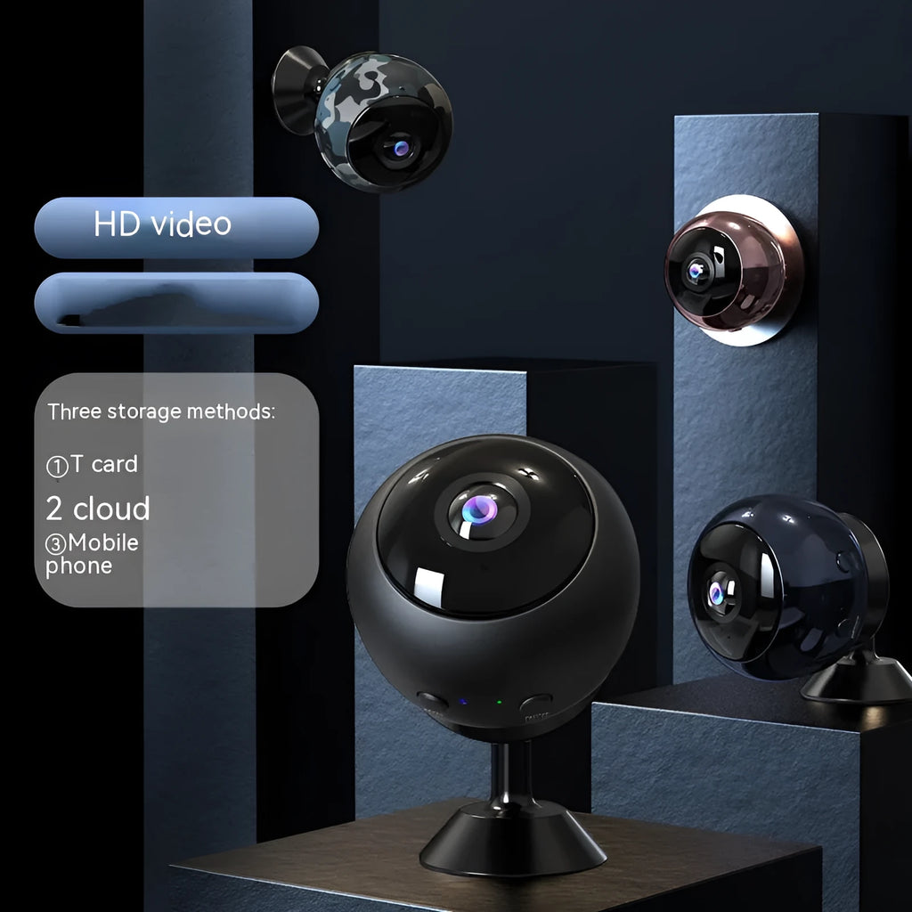 White wireless WiFi security camera with 1080p resolution and ABS plastic housing