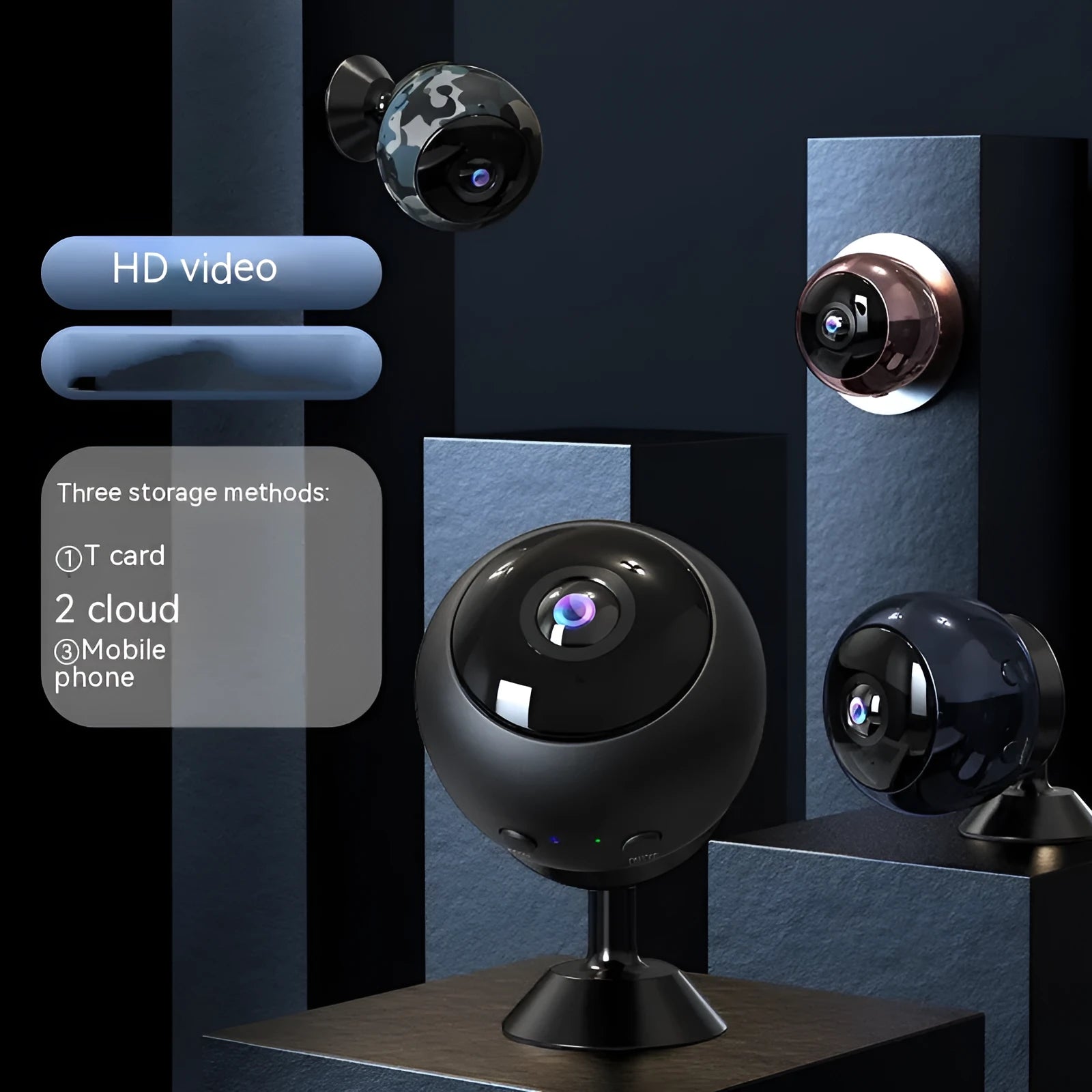 White wireless WiFi security camera with 1080p resolution and ABS plastic housing