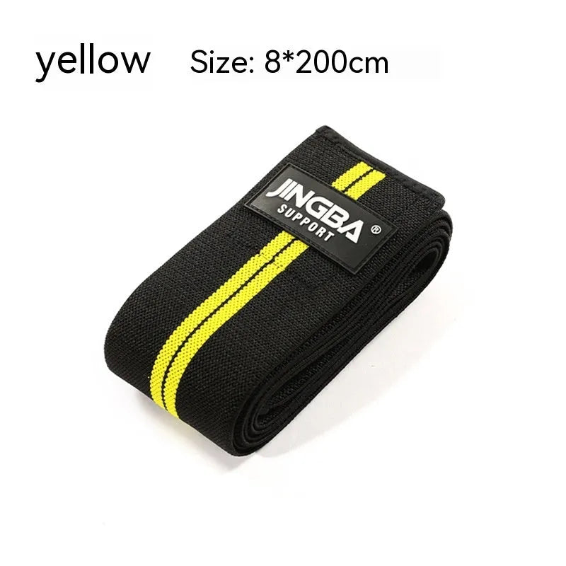 Adjustable sports knee pads in blue, grey, red, and yellow colours for weightlifting and cycling protection