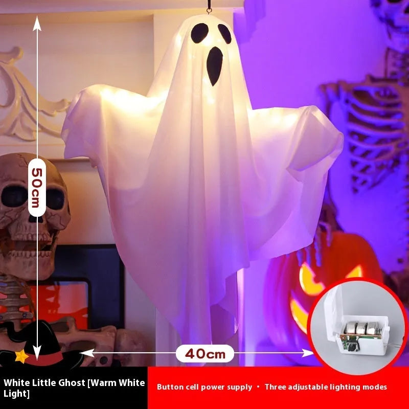 Orange and white cloth ghost light Halloween decoration with 4.5V button electronics