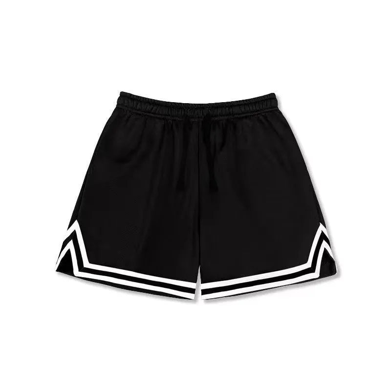 Men's loose-fit polyester sports shorts in various colours with elastic waistband