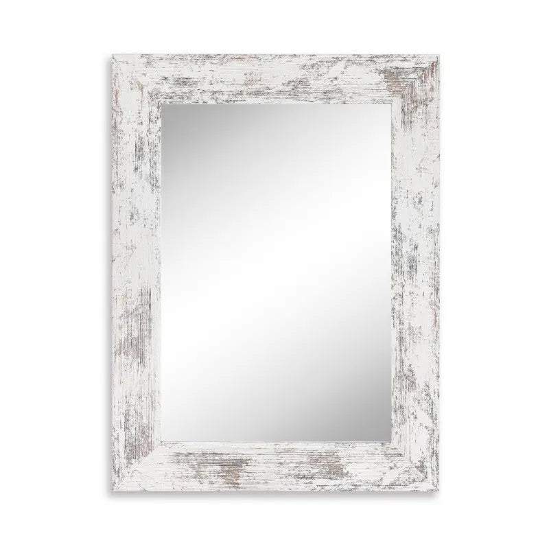 Wall-mounted bathroom mirror with storage shelf in retro Chinese style, small old white finish