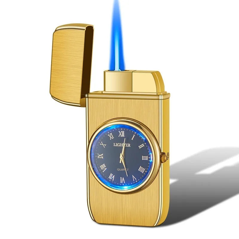 Multifunctional metal watch cigarette lighter with electronic display and LED lamp in brushed finish