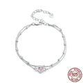 Women's sterling silver heart bracelet with adjustable chain and 6mm pendant