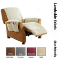 Universal sofa cushion slipcover in lamb wool finish colours including brown, dark grey, red, and beige.