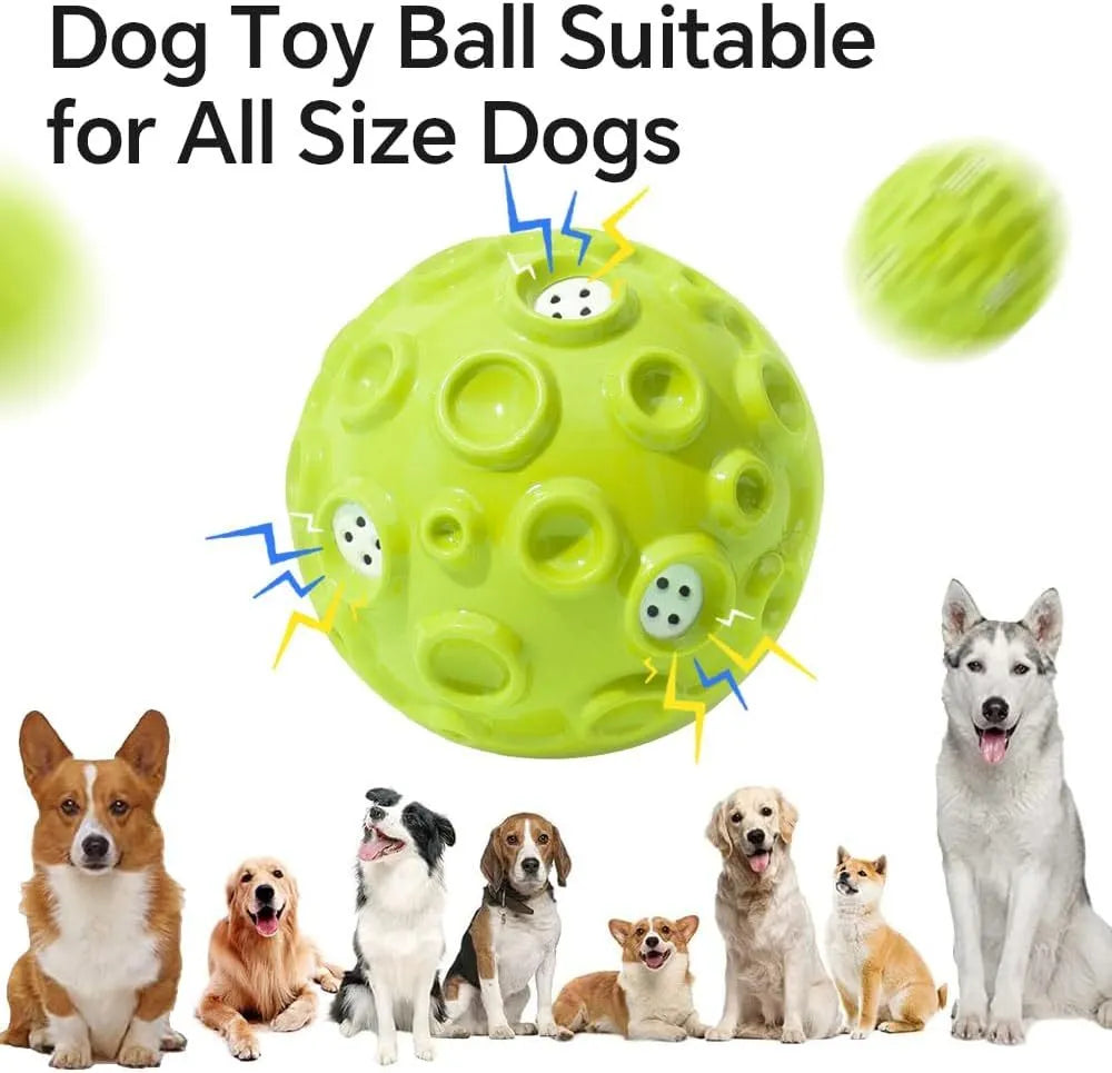 Durable dog toy ball for aggressive chewers with squeaky sound in black, blue, green, orange or yellow