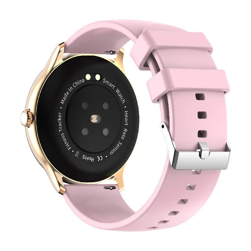 Smart sports watch with circular display for blood pressure monitoring on silicone wristband