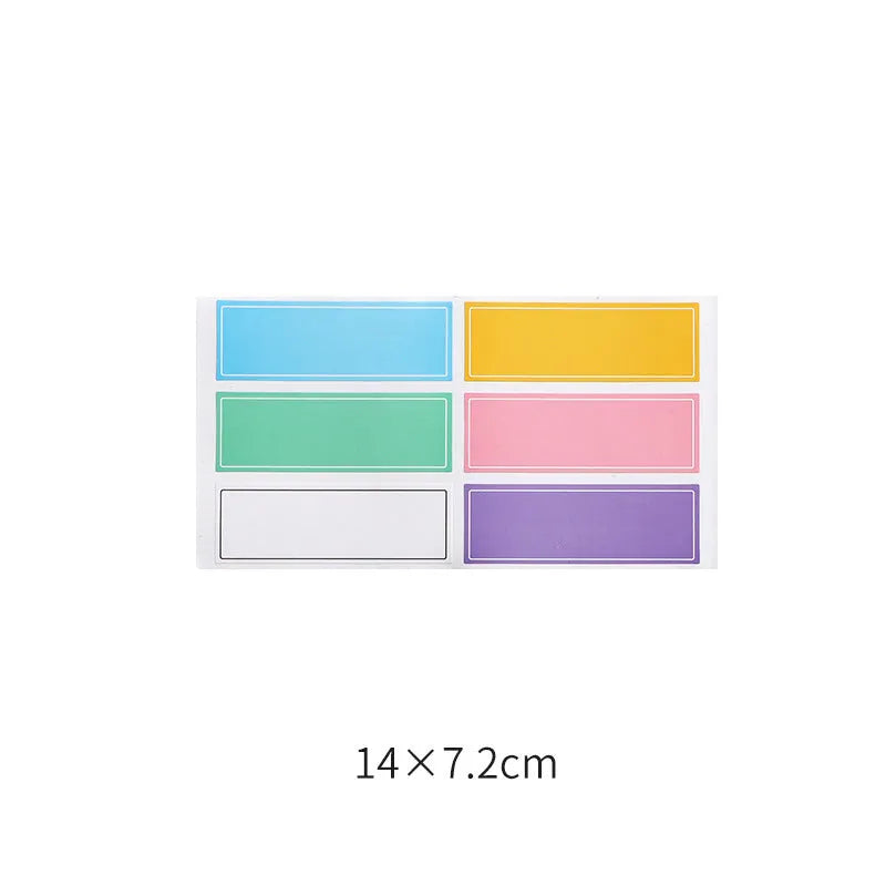 Handwritten label adhesive sticker collection showing multiple grid formats and colour options