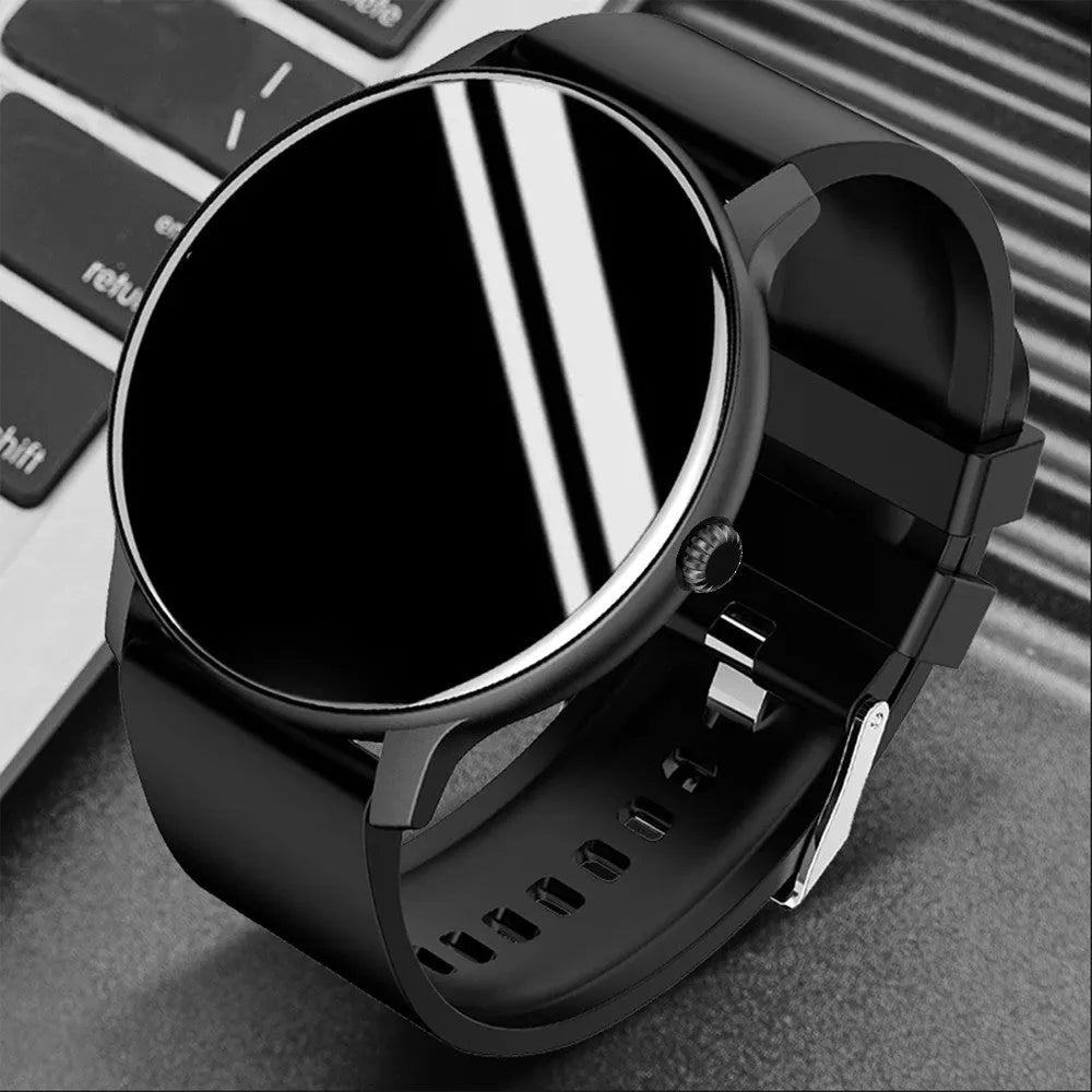 Smart sports watch with circular display for blood pressure monitoring on silicone wristband