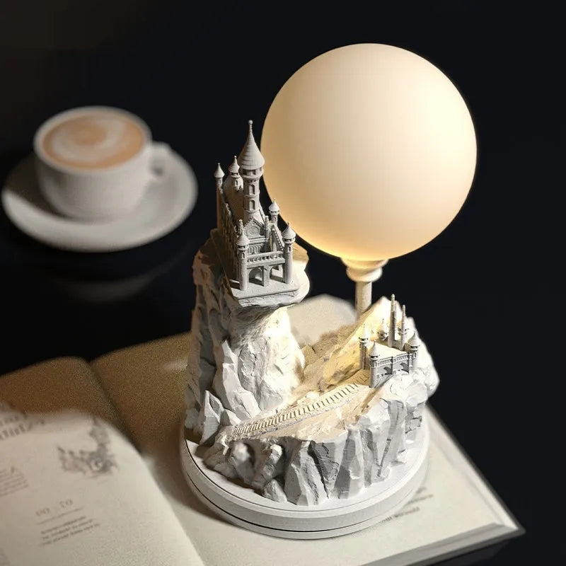 White composite gypsum table lamp with plug-in night light function for bedside use