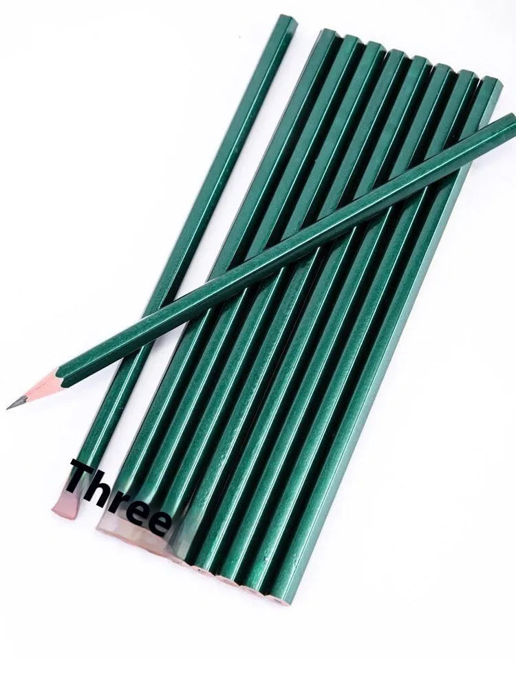 Green hexagonal wooden pencils with HB and 2B graphite grades in set of 10